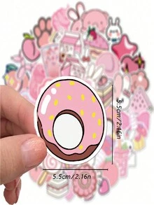 50pcs Pink Cartoon Pattern Stickers, Graffiti Stickers For Laptop, Water Bottle And Phone - Pink - View 6