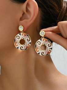 A Pair Of Original New Chinese-Style Drip Oil Earrings With Colorful Design, Sophisticated, Minimalistic, Niche, Light Luxury, Retro And National Style - A Pair Of Earrings - View 12