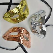 1個手工半面鏡面球面具，派對裝飾和配件，閃爍面具供派對和舞會使用 - 彩色 - 查看 4