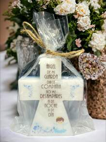 Velas con forma de cruz como recuerdo con una década - Angel de mi guarda azul - Ver 2