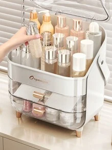 1 Hộp Đựng Mỹ Phẩm Dung Tích Lớn Cao Cấp Với Thiết Kế Chống Bụi, Đựng Son Môi, Khẩu Trang Và Các Sản Phẩm Chăm Sóc Da, Đế Trưng Bày Có Tay Cầm - Nhiều màu - Xem 9