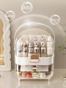 1 Hộp Đựng Mỹ Phẩm Dung Tích Lớn Cao Cấp Với Thiết Kế Chống Bụi, Đựng Son Môi, Khẩu Trang Và Các Sản Phẩm Chăm Sóc Da, Đế Trưng Bày Có Tay Cầm - Nhiều màu - Xem 5