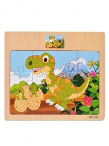 1 pieza Rompecabezas de madera de 12 piezas, rompecabezas con patrón de dibujos animados, rompecabezas de panel plano, juguete educativo temprano que fomenta la atención, paciencia y el desarrollo, regalo de Año Nuevo