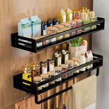 1pc Thickened Kitchen Storage Rack For Spice Utensil Hanging, Drainage Rack For Cloth/Chopping Board/Ladle, Suitable For Kitchen Storage