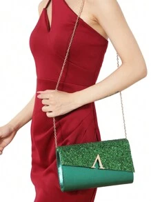 LETODE BAG 4 件套水钻首饰套装闪亮项链耳环手镯套装适用于婚礼手拿包女士晚宴闪光晚宴包信封手拿包婚礼派对新娘钱包，迷人水钻包 - 綠色 - 查看 5