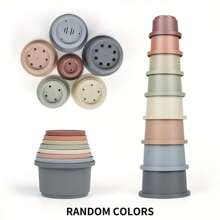 Zabawka do kąpieli dla dzieci w wieku 1-3 lat, 8 szt. składanych kubków do wsuwania, zabawka do wanny z wodą dla niemowląt w wieku 6-12 miesięcy, wczesny rozwój edukacyjny, prezent Montessori dla chłopców i dziewcząt w wieku 2-4 lat (losowy kolor)