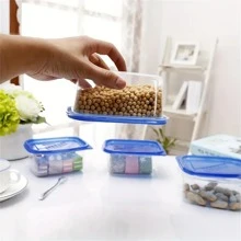 3/5/10pcs Lunch Box, Transparent Rectangular Food Storage Sealed Box With Lid, Stackable And Reusable Food Storage Box, For Grain, Meat, Fruit And Vegetable, Kitchen Organizers And Storage, Kitchen Accessories