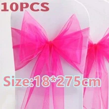 10pcs Organza Chair Sashes, Black Butterfly Chair Back Decorations, 18cm Wide X 275cm Long, For Wedding, Saudi National Day Party, Christmas Events And Celebrations, DIY Chair Decor