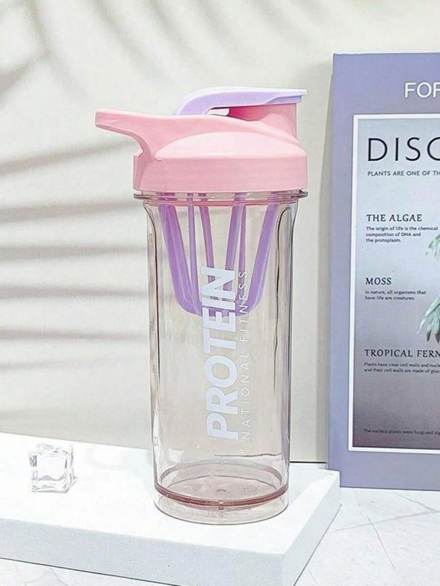 Shaker Cup Sports Fitness Protein Powder Milkshake Cup With Scale Large Capacity High Temperatures Resistant  Plastic Water Bottle - Pink - View 1