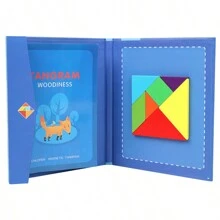 1 pieza Caja de color Empaquetada Juguete educativo magnético Tangram, Espacio y forma, Rompecabezas de iluminación matemática, Tablero de rompecabezas de desarrollo cerebral, Juguete de madera Tangram multicolor apto como regalo de cumpleaños, Pascua, Navidad, Vuelta a la escuela!