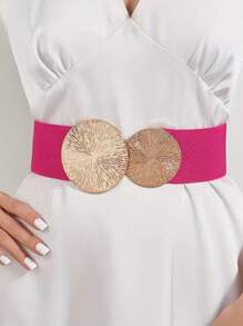 1pc Women's Vintage Elastic Waist Belt With Large & Small Circles, Suitable For Coats, Dresses, Etc. Halloween Leopard Print