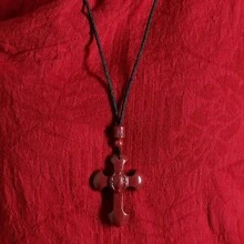 天然翡翠手工飾品，綠色翡翠十字寶石吊墜項鍊，石英水晶基督教項鍊，適合送給她的禮物，耶穌護身符禮物，節日禮物。 - H - 查看 3