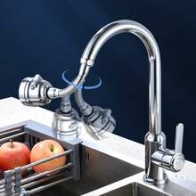 Vòi bếp Bộ mở rộng chống tia nước với vòi phun có thể xoay và mở rộng, Bộ lọc tăng áp bồn rửa rửa rau đa năng Tiện ích nhà bếp - Bạc - Xem 3