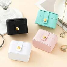 1PC Mini Portable Small Jewelry Storage Bag, Wedding Ring Box, Small Fine Mesh Pattern Travel Minimalist Leather Ring Necklace Earring Storage Box Storage Box, Small Jewelry Ring Box Mini Travel Jewelry Case Portable Ring Storage Case