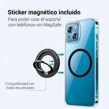 CELULARTE Anillo Soporte Compatible con Magsafe para iPhone 15 14 13 12 Serie, Agarre Sujetador de Metal Compatible con Samsung, Stand Ring Holder  - Negro - Ver 5