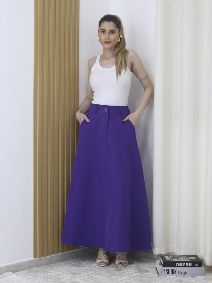 Women Skirts - Màu đỏ tím - Xem 1