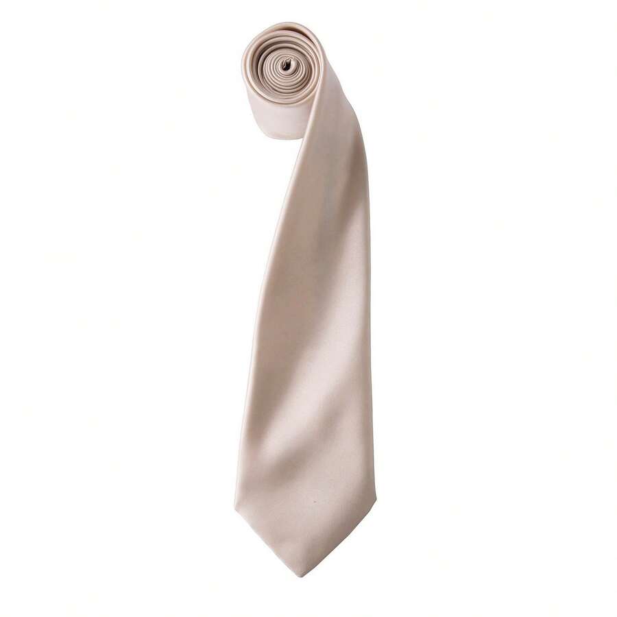 Premier Unisex Adult Colours Satin Tie (Natural) - Beige - View 1