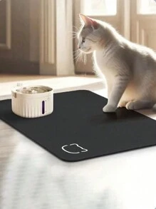 1pc Pet Feeding Mat, Quick-Drying, Easy To Clean, Keep The Floor Tidy, Suitable For Cats And Dogs, Black - Black - View 12