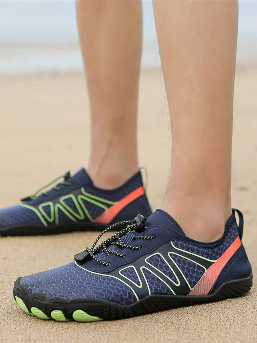 男士大碼戶外徒步水鞋，快速乾燥和流水穿越 - 藏蓝色 - 查看 1