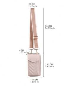 1pc Khaki Fashion Embroidery Thread V-Printed Wallet, Versatile Shoulder Bag With Multiple Card Slots And Phone Pocket For Women - Khaki - View 10