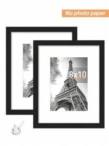 1入組8x10英寸黑色相框,適合多種尺寸的照片,包括5x7英寸、4x6英寸的相片,可懸掛於牆上或擺放於桌面,可作為牆面和桌面的裝飾,具備多功能性。 - 黑色 - 查看 1