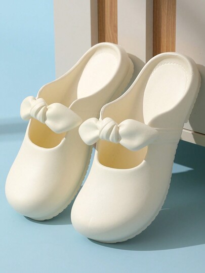 Chinelo Feminino de EVA com Laço, Chinelos Planos para Uso Interno e Externo, Antiderrapante, com Sola Macia, para Casa no Verão