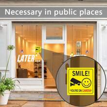 5入組人像攝影機圖標窗貼禮貌視頻監控乙烯基貼紙安全標誌，適用於家庭、商業、商用、庭院或車道裝飾 - 黃色 - 查看 4