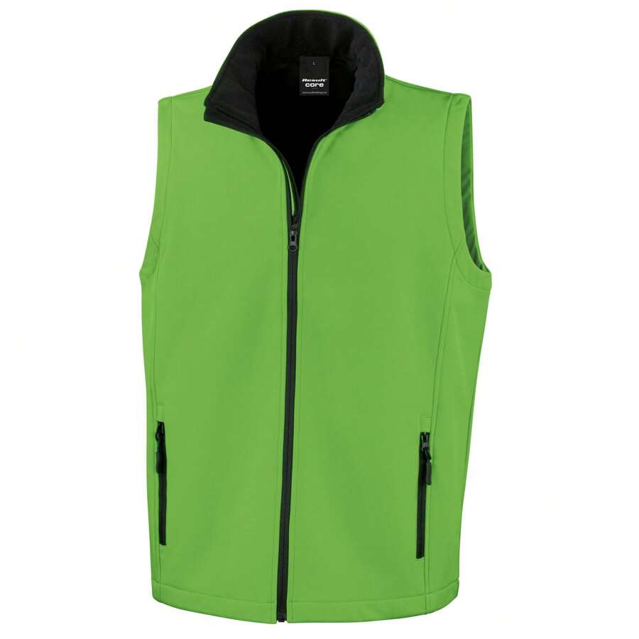 Result Mens Printable Softshell Body Warmer (Vivid Green/Black) - Vivid Green/Black - View 1