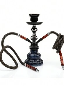 Small Double-Hose Premium Hookah Set, Complete Shisha Kit - Black - View 3