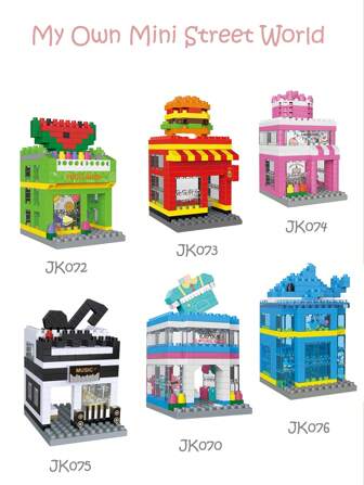 1 套迷你街景商店积木模型玩具套装，DIY 街景房屋迷你积木，街景套装展示，非常适合客厅装饰和书桌装饰，非常适合生日礼物、感恩节礼物、创意情人节礼物。缓解压力和压力的活动。家庭建设。