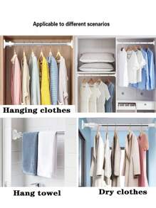 1 件衣柜挂杆 - 不锈钢毛巾杆，免打孔支撑杆，可伸缩阳台晾衣杆，可拉伸 19.7 英寸/50 厘米-31.5 英寸/80 厘米 返校 - 銀色 - 查看 3