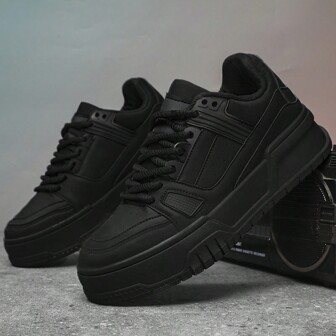 Zapatos de hombre Primavera/Otoño Diseño no convencional Zapatillas deportivas casuales negras versátiles para jóvenes con plataforma gruesa y suela elevadora