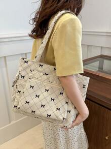 Túi đeo vai đơn giản nhiều ngăn màu trơn vải nhung kẻ Hobo Tote dành cho nữ, Túi đeo chéo thường ngày Túi đựng ví dung tích lớn, Balo đeo vai cho du lịch ngoài trời đi làm, Túi mua sắm Satchel cổ điển Túi đựng máy tính đại học, Túi tote đi học lớn, Nhiều ngăn, Hoàn hảo cho bãi biển, trường học, công việc và sử dụng hàng ngày - Màu be - Xem 5