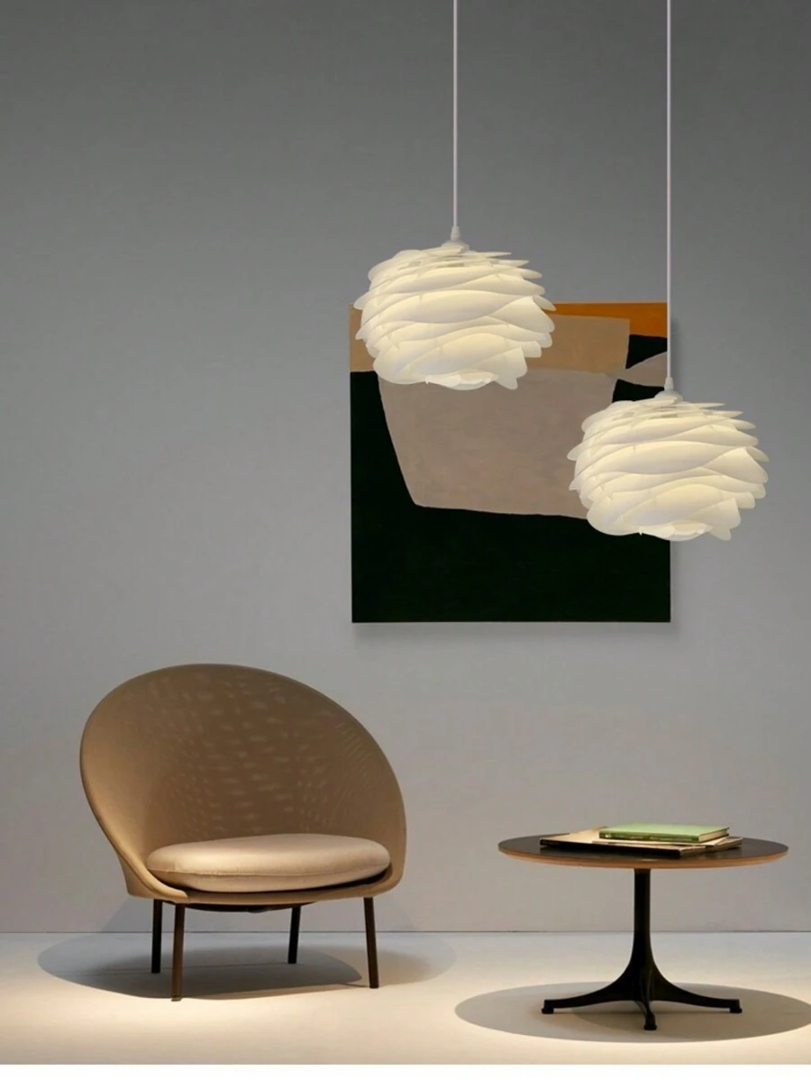 E27浪漫舒適的北歐卧室吊燈/吸頂燈，3000K暖光/6000K白光85V-265V餐廳酒吧桌燈，度假客房白色小吊燈，飯店休閒客房PVC裝飾吊燈，服裝店，可調節1.5米的懸掛線 - 藝術吊燈 - 查看 1