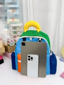 2 件可爱儿童背包幼儿园小学生书包玩具背包手提包背包收纳背包多功能轻便便携带拉链可调节肩带适合日常旅行包带免费可拆卸卡通迷你钱包适合旅行度假户外购物生日学校送给女儿的生日礼物撞色拼接尼龙拉链前新设计时尚休闲包适合学生女孩男孩好朋友儿童旅行配件 - 撞色兩件背包 - 查看 5