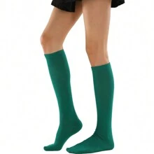 Women  Knee High Green Socks - Blue - View 1