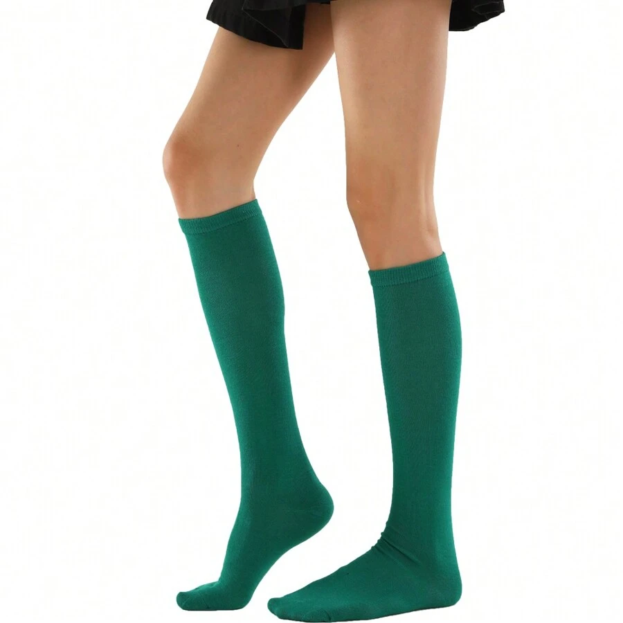 Women  Knee High Green Socks - Blue - View 1