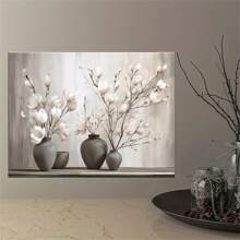 1pc Vibrant Magnolia Canvas Wall Art - Wooden Framed Contemporary Floral Print - Wall Art, Perfect Accent For Bedrooms, Living Rooms, Kitchens And More - Seasonal Fall Decorations,Poster Gifts Birthday Graduation