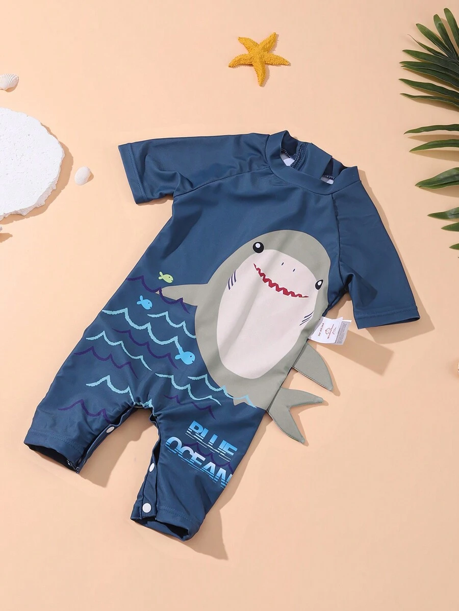 Baby Boy Long Sleeve One-Piece Surfing Suit With Uv Protection For Swimming - Multicolor - View 1