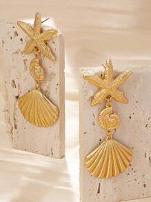 1pair Starfish Pendant & Seashell Dangle Earrings - Starfish Earrings - View 16