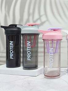 Shaker Cup Sports Fitness Protein Powder Milkshake Cup With Scale Large Capacity High Temperatures Resistant  Plastic Water Bottle - Pink - View 3