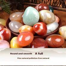 1入組雨花石原石魚缸裝飾花盆，多肉鋪路，五彩石庭園觀賞水耕石