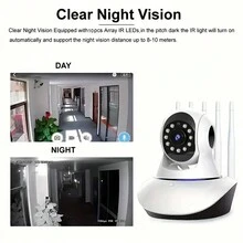 3百萬畫素全景WiFi安全攝影機，360°全景視野，搭配手機應用程式，可當嬰兒監視器、寵物攝影機使用，具備運動及聲音偵測、紅外線夜視、2.4G WiFi、雙向音訊功能 - 白色 - 查看 7