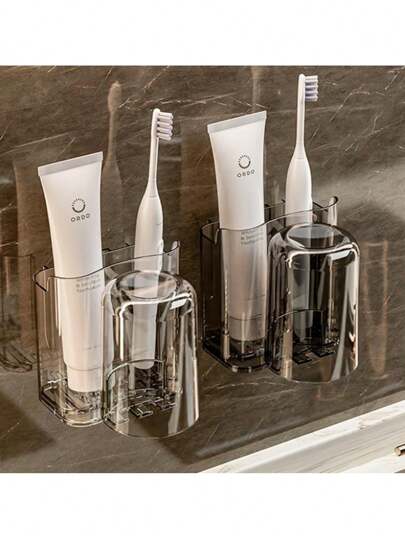 Free Combination Lightweight Toilet Wall Mounted Toothpaste, Toothbrush, And Cup Storage Rack Back To School