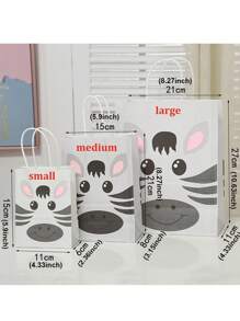 14pcs/Set Cute Party Gift Bags Brithday Zoo Animal Design Animal Paper Bags With Handles Treat Bags Kraft Paper Gift Bags For Halloween Christmas Jungle Theme Party Bags