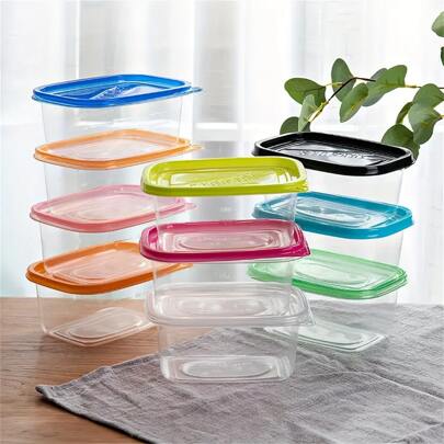 3/5/10pcs Lunch Box, Transparent Rectangular Food Storage Sealed Box With Lid, Stackable And Reusable Food Storage Box, For Grain, Meat, Fruit And Vegetable, Kitchen Organizers And Storage, Kitchen Accessories