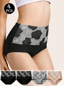 4入組女士高腰塑形底褲，腹部三角控制內衣 - 彩色 - 查看 2