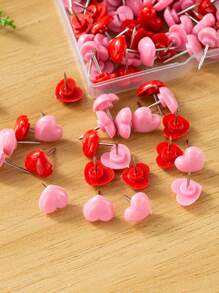 50入組心形圖釘 - 彩色 - 查看 9