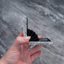 1/2pcs Glass Crystal Rhinestone White Credit Card Holder, Metal Anti-Magnetic Accordion Card Case, Card Slot Name Card Holder, Driver's License Sleeve, Bank Card Storage ID Case, Ceramic Crystals, High-End Multi-Facet Glass Crystals, Artificial Glass Crystals, Suitable For Office, School, Home