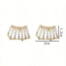 1pair Round Rhinestones Stud Earrings With Rhinestones - Yellow Gold - View 4